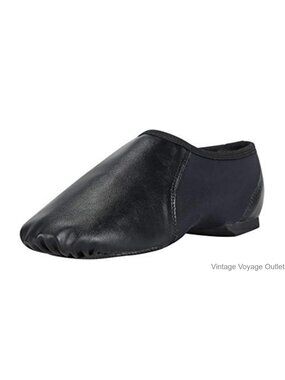Unisex PU Leather Slip-on Jazz Dance Shoes with Circle Elastic, Split Sole
